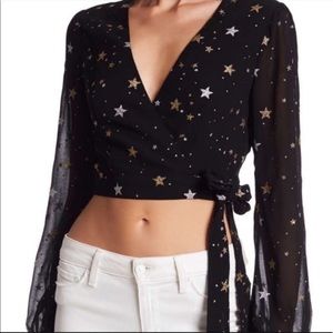 Privacy Please Black Star Blouse Crop Top